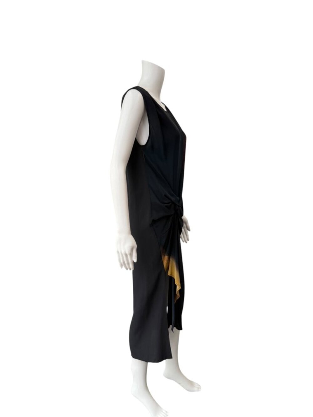 $325 AllSaints Black Ruched Gathered Mini Silk Riviera Ochre Dress size 4/FR 36 - Picture 5 of 10